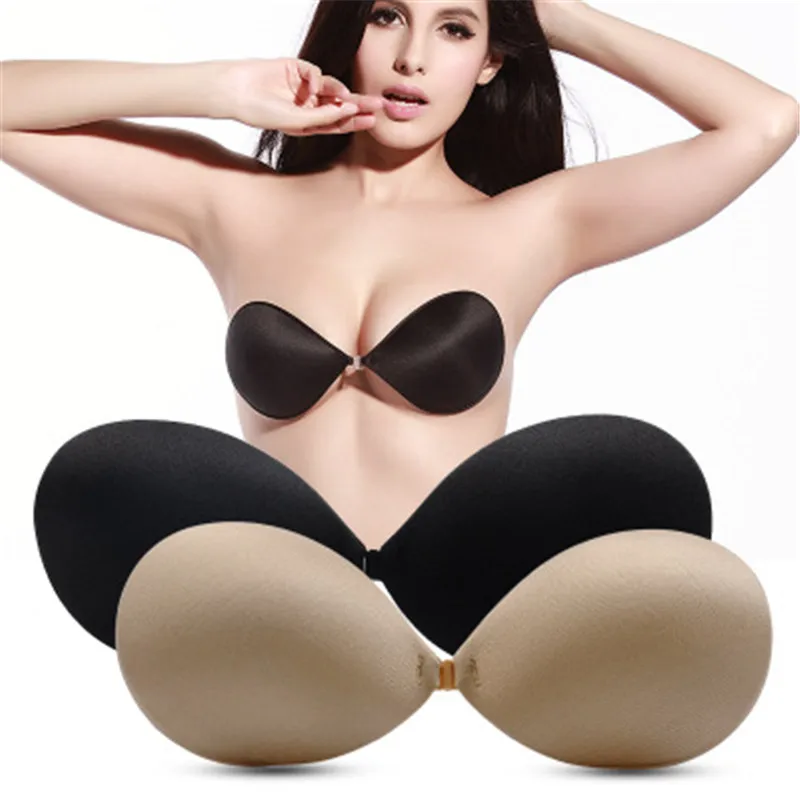 Hot Women Silicone Bra Self adhesive Breast Stick On Gel Push Up