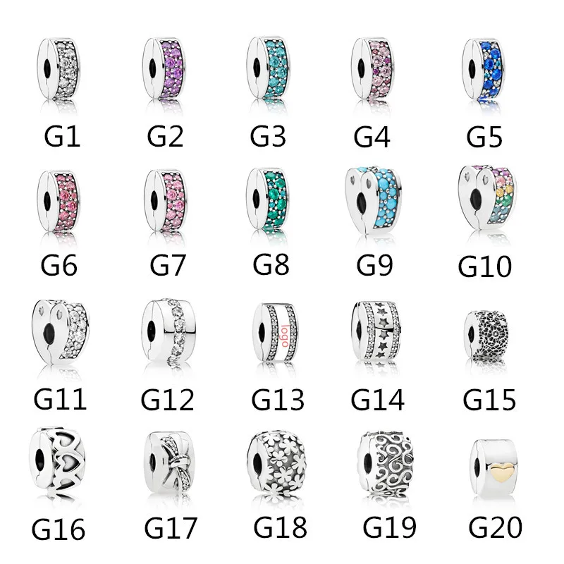 

Authentic 925 Sterling Silver Clip Charm Fit Original PAN Bracelets & Bangles Beads Jewelry Clear CZ Dazzling Elegance Wholesale