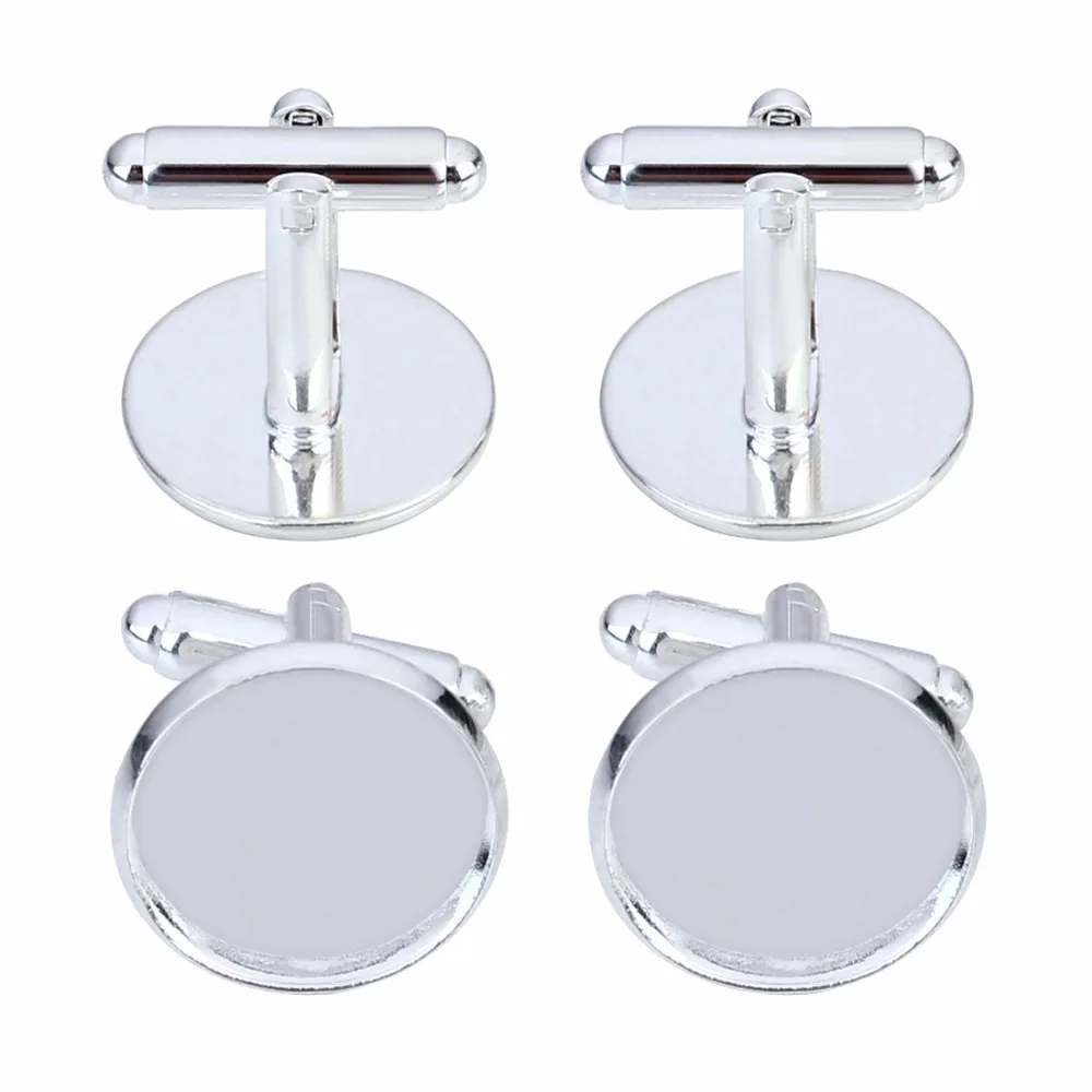 

10pcs Multi Size Shiny Silver Color Cufflink Blank Settings Round Blanks Bezel Base for Cabochon Cameo DIY Cufflink Findings