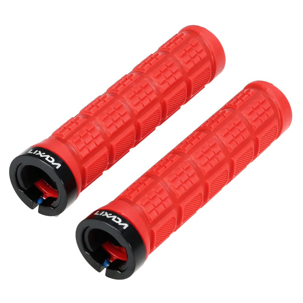 Lixada 2PCS Bike Handlebar Grips Anti-skid Lock-on Cycling Grips MTB Road Bike End Grips Bicycle Accessories - Цвет: Красный