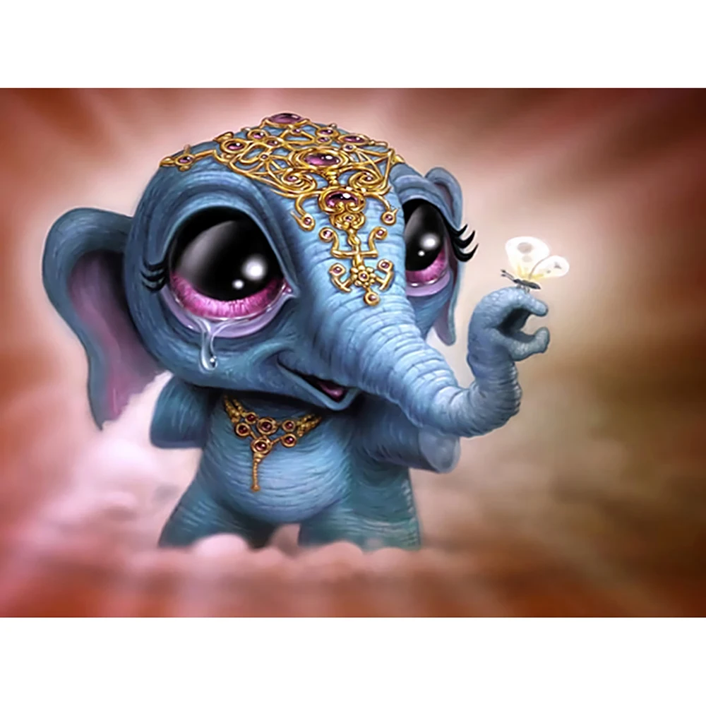 5D DIY Full Square/round Diamond Painting Cute little elephant Embroidery Cross Stitch Rhinestone Mosaic Home Decor | Дом и сад