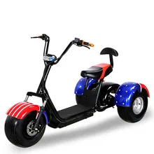 UK FLAG COLOR 3 wheel moped vespa harley electric scooter,citycoco giroskuter with remote controller