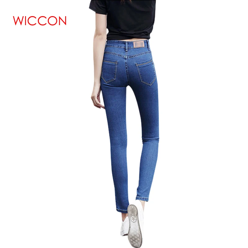 WICCON Casual Skinny Stretch Denim Pencil Pants 2018 New Autumn Fashion Solid Ankle Length Jeans Basic Hot Trousers Bottoms Jeans