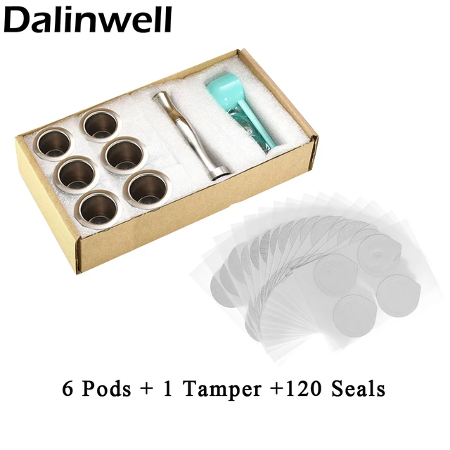 Best Price 7PCS/Set  Stainless Steel Nespresso Reusable Coffee Capsule Coffee Tamper Refillable Cup Filter Nespresso Machines Maker Pod 