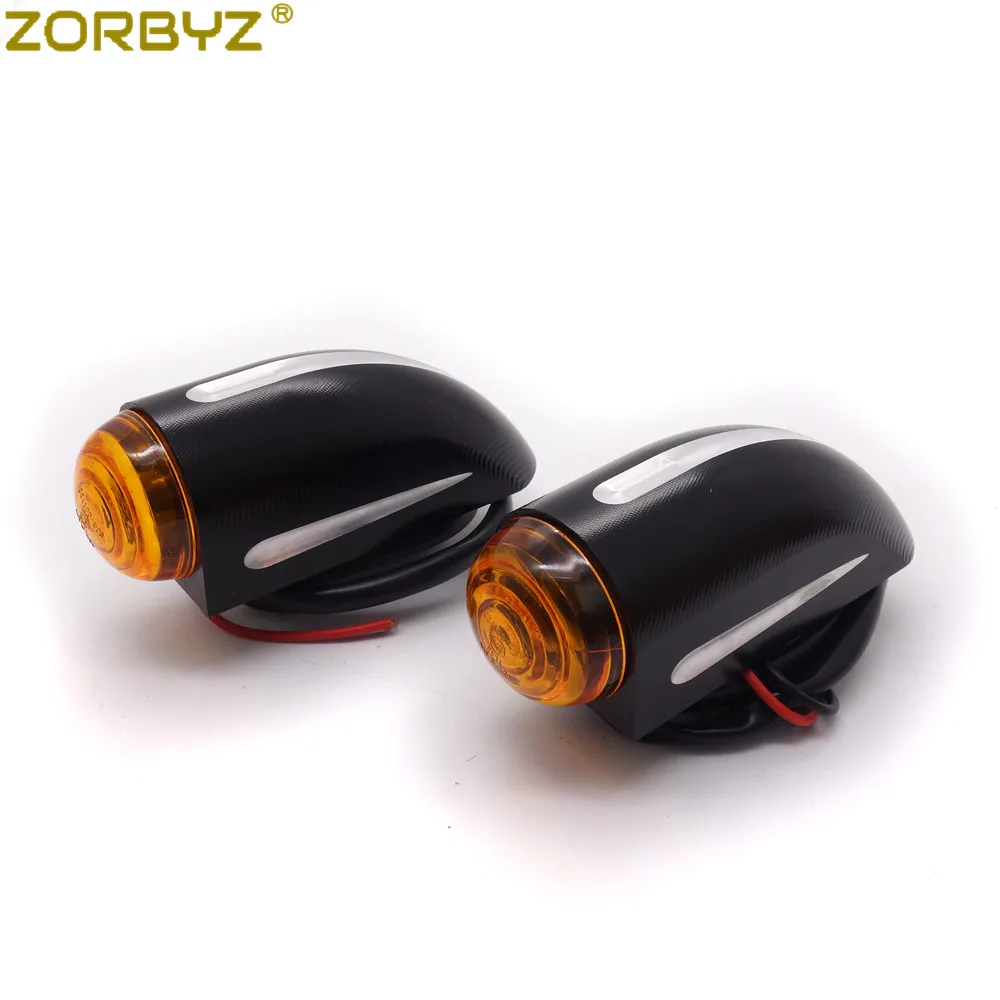 

ZORBYZ Motorcycle Black CNC Edge Cut Half Bullet Turn Signal Light For Cafe Racer Bobber Chopper Custom