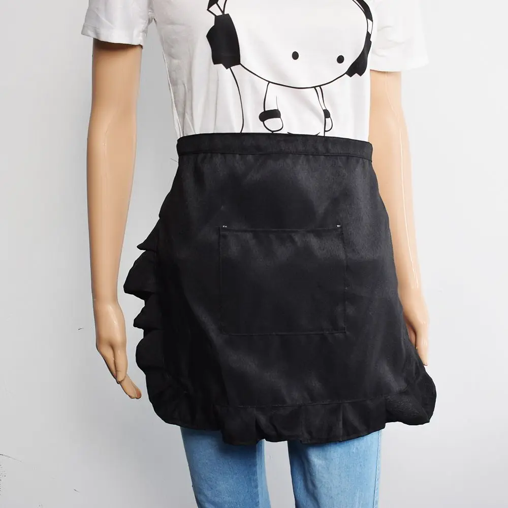 

Retro Vintage White Half Waist Woman's Apron With Pocket Pinny Frilly Waitress