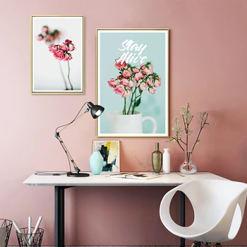 

Nordic Decoration Pink Flowers Rose Canvas Painting Wall Art Posters and prints Decorative Picture for Living Room Home Decor