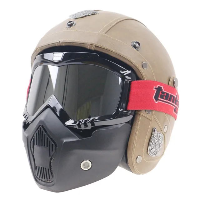 Buy Retro Style 3/4 motorcycle helmet leather coverd