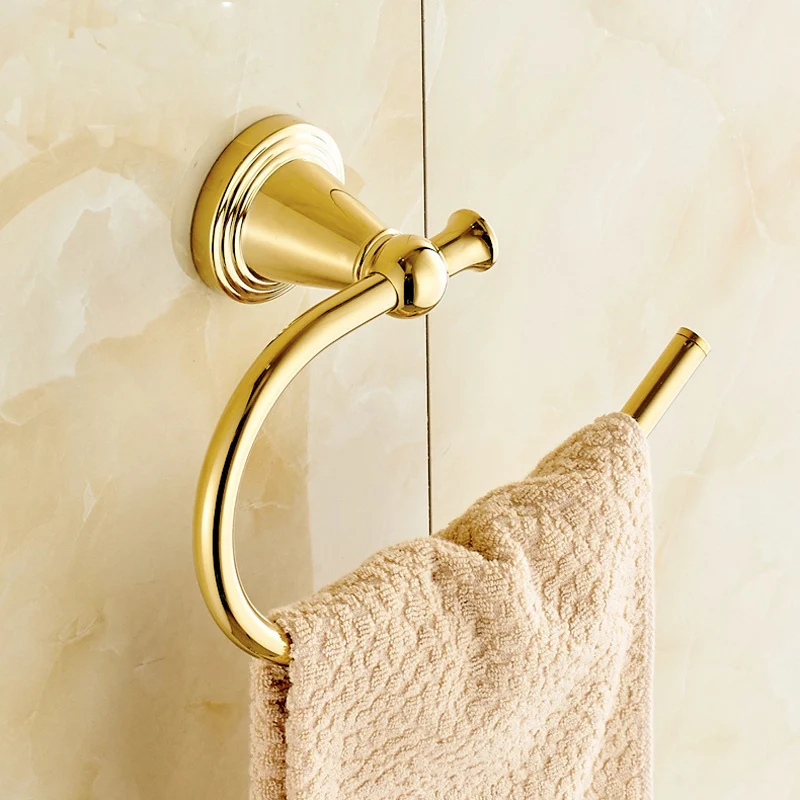 Wholesale-And-Retail-Free-Shipping-Brass-Bathroom-Bath-Towel-Ring-Holder-Golden-Color