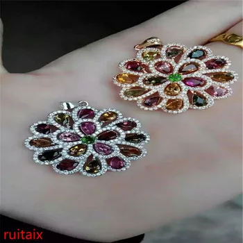 

KJJEAXCMY boutique jewels S925 silver natural tourmaline pendant jewelry wholesale gift box necklace.