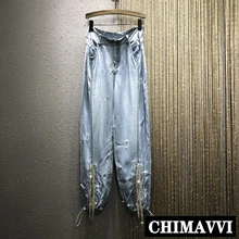 Джинсы с бахромой для тяжелой воды г. Новые летние женские тонкие ковбойские свободные розовые брюки женские джинсовые брюки для девочек