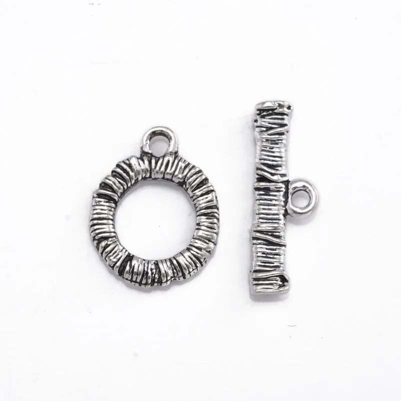 

Round Antique Silver Zinc metal alloy OT Toggle Clasps For DIY Necklace and Bracelet Connectors O15*19mmT23*7.5mm