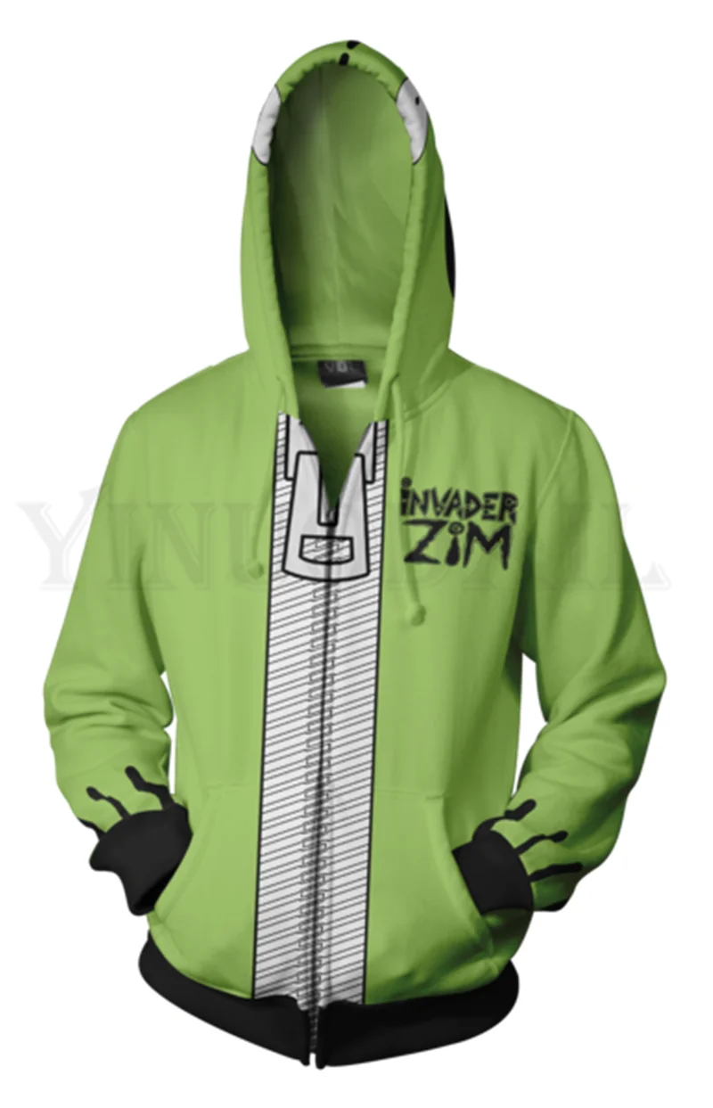 

Anime Invader Zim Sweatshirt Men and Women Zipper Hoodies 3d Print Hooded Jacket for Boys Harajuku Streetwear Cosplay