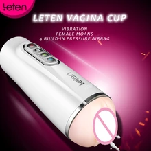 Leten intelligent rechargeable male masturbator include real sexual moan & airbag & vibration soft realistic vagina cup for man