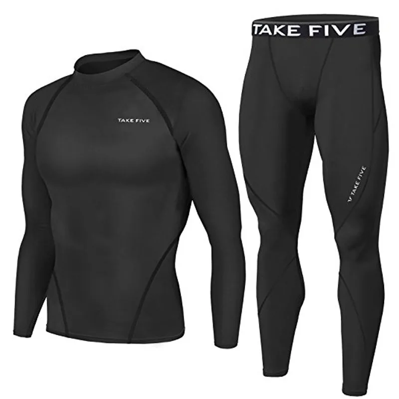 Новейшее издание TakeFive мужские компрессионные облегающие рубашки с длинным рукавом и брюки наборы-001+ 501