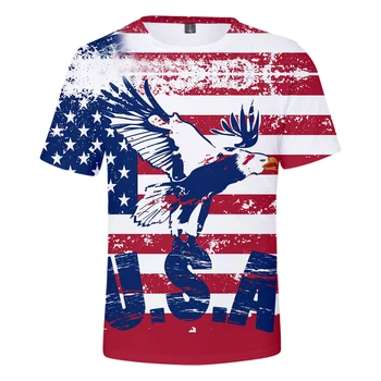 

2019 New Summer 3D US Independence Day t-shirt Men Women short-sleeved tide brand Men t shirt with handsome Tees Fourth of July