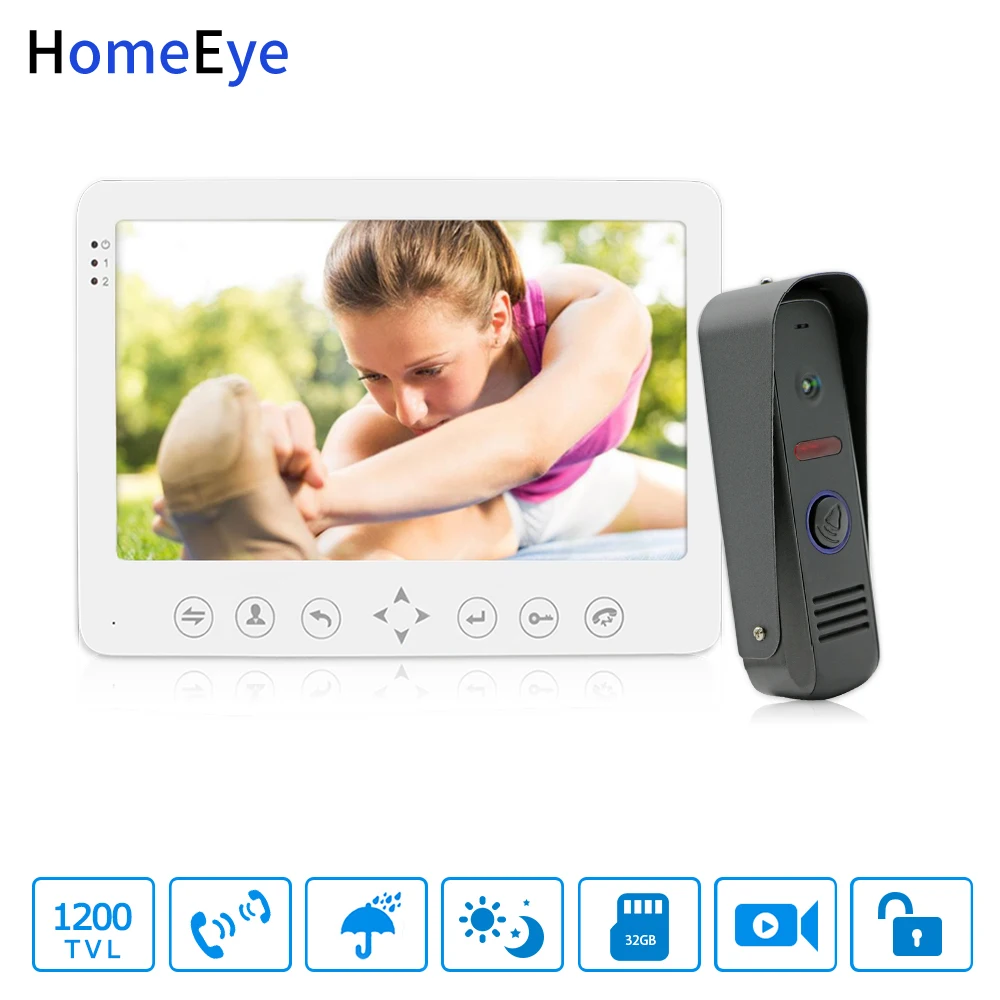 

HomeEye 7inch Video Door Phone Video Intercom Doorbell 1200TVL Rainproof Support Video Record Unlock Door Security Access System