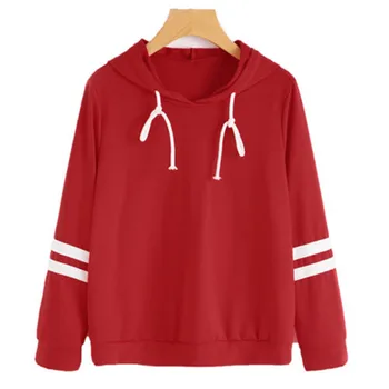 

New Fashion Striped Hooded Hoodies Women Long Sleeve Sweatshirts Ladies Jumper Hooded Cotton Pullover Tunic Tops Sweatshirt