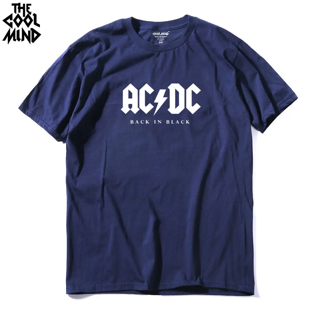 COOLMIND AC0111A новая хлопковая Мужская футболка с коротким рукавом и принтом acdc, повседневные мужские топы с круглым вырезом, мужские футболки в стиле хип-хоп и панк