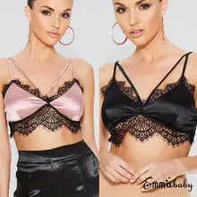 Новинка, сексуальные женские кружевные трусы с бретельками, без подкладки, укороченные топы для женщин, кружевные майки, одежда