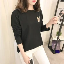 CHUNLI большой размер L XL 2XL 3XL 4XL Женская Весенняя-летняя свободная футболка с длинным рукавом A826