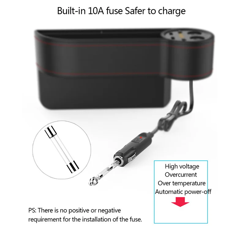 Автомобильное кресло щелевая коробка для хранения 2 USB Автомобильное зарядное устройство прикуриватель розетка сумка-Органайзер для автомобиля зазор Карманный держатель для телефона