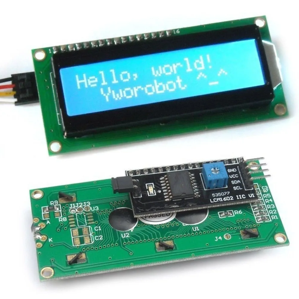 

16*2 1602 16x2 LCD Yellow Display HD44780 Character LCD+1pcs IIC/I2C/TWI/SPI Serial Interface Board Module For Arduino