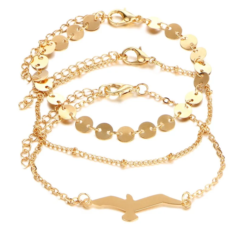 

Bohemia Summer Fashion Eagle Sequins Star Moon Key Anklets For Women Bracelet Anklet on the Leg Beach Foot Accessories Wholesale