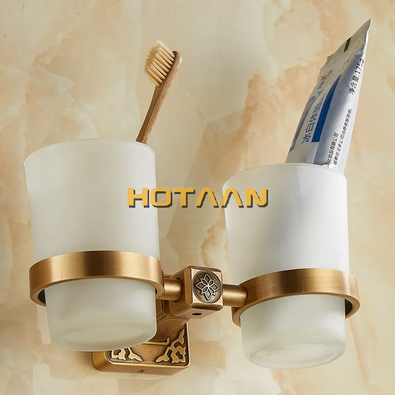 Aluminium double Tumbler Holder Cup & Tumbler Holders Toothbrush Holder Bathroom Accessories Banheiro YT-14108