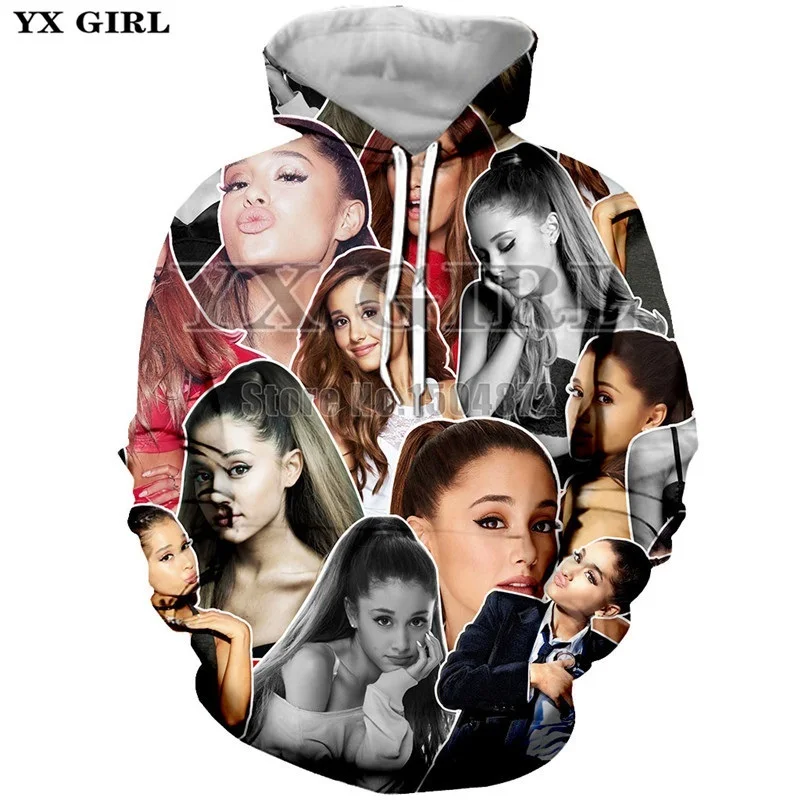 

YX Girl Plus size 3d Print Tops Women Hoodie Ariana Grande Patchwork Hoodies Womens Autumn Sweatshirt Pullover Unisex Streetwear