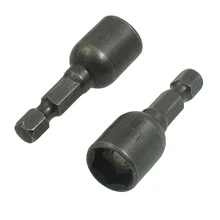 2 pcs Gray Metal 1 cm 10 mm Magnetic Hex Socket Nut Driver Bit