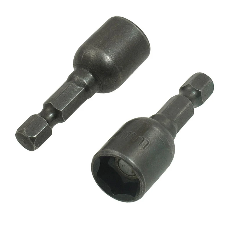 

2 pcs Gray Metal 1 cm 10 mm Magnetic Hex Socket Nut Driver Bit