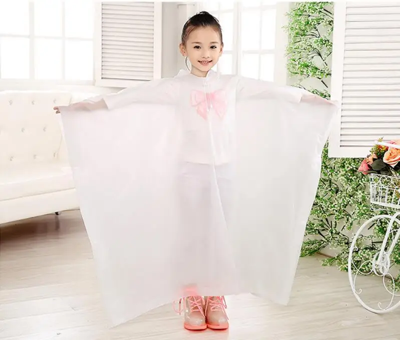 5.Children Poncho Rain Waterproof student Boys girls long Raincoat Transparent Kids Rain Coat Cover Kids Rainwear Camping
