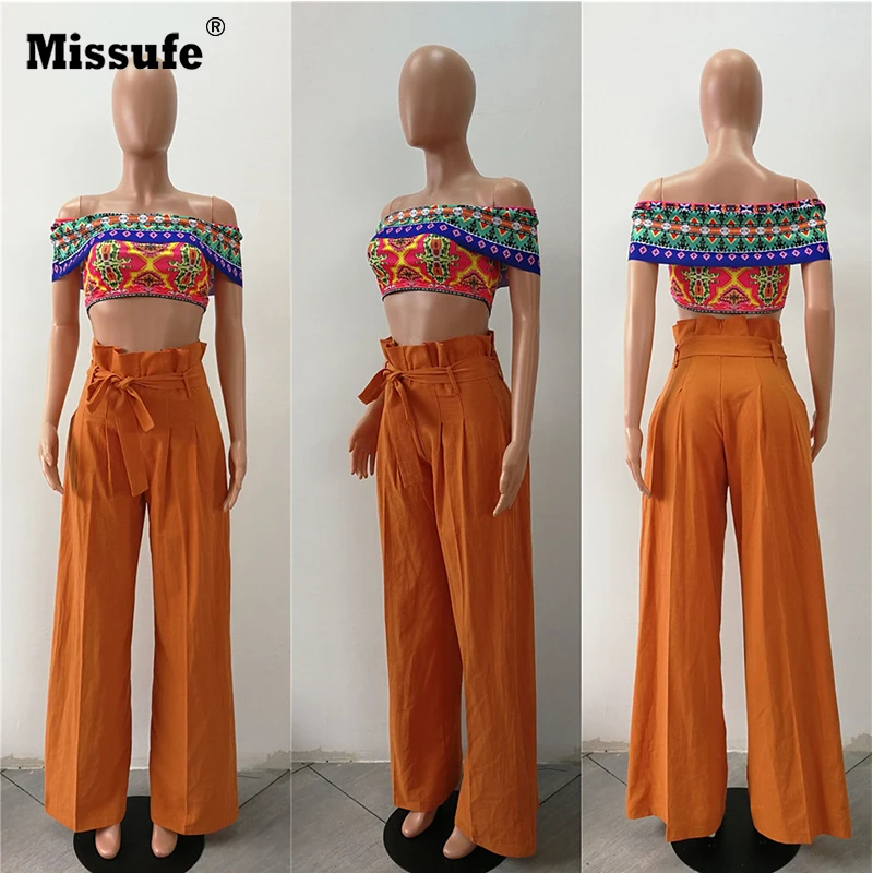 Missufe/оранжевые свободные штаны с высокой талией и широкими штанинами, женские повседневные узкие длинные брюки на молнии с завязками, Новинка осени