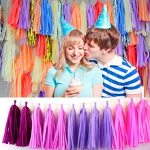 XCONNYX 5Pcs 35cm Tissue Paper Tassels Garland Wedding Decoration Birthday Baby Shower Party Home Paper Craft Supplies