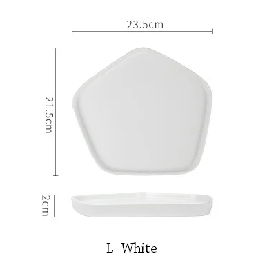 Нордическая простая элегантная керамическая тарелка блюдо для стейка, тарелка для фруктов и десертов - Цвет: L White