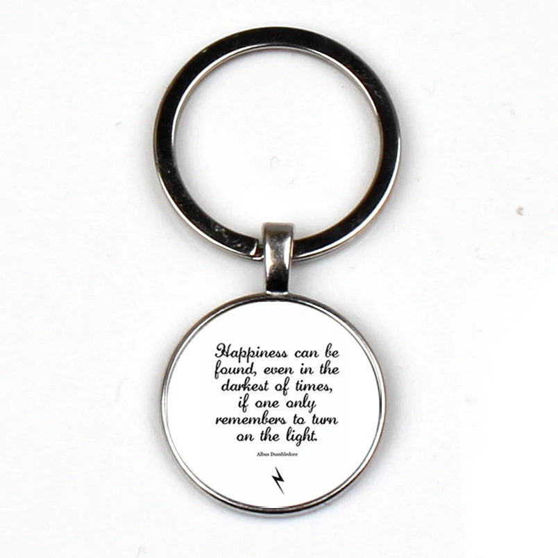 

Hottest "happiness can be found" pendant keychain Dumbledore key ring offer J K Rowling Porter charm gift pendant XKHLHJ