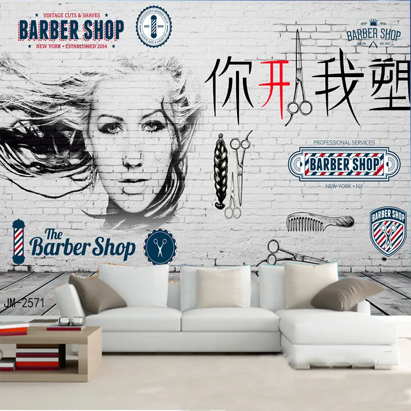 

3D custom barbershop large mural wallpaper personalized creative clear wall covering thick non-woven washable background decor
