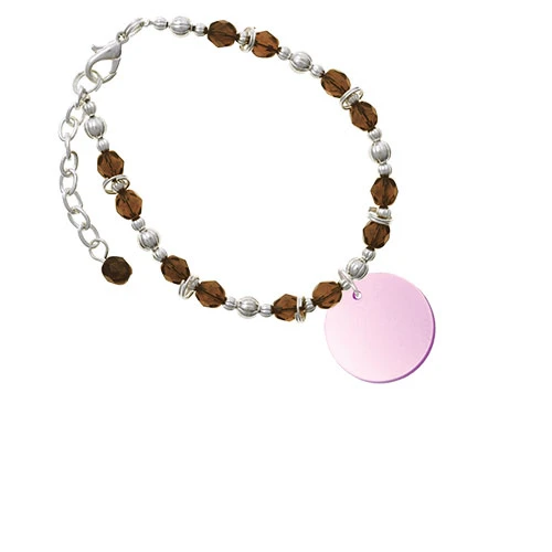 Acrylic 1 Disc Light Purple Imitation Pearl Brown Beaded Bracelet
