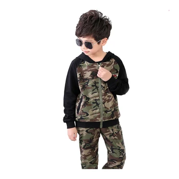 

3-14Y Boys Hooded Camouflage Sports Suits Kids Sportswear Clothes Boy Spring Autumn Clothing Set 2019 Children Casual Tracksuits