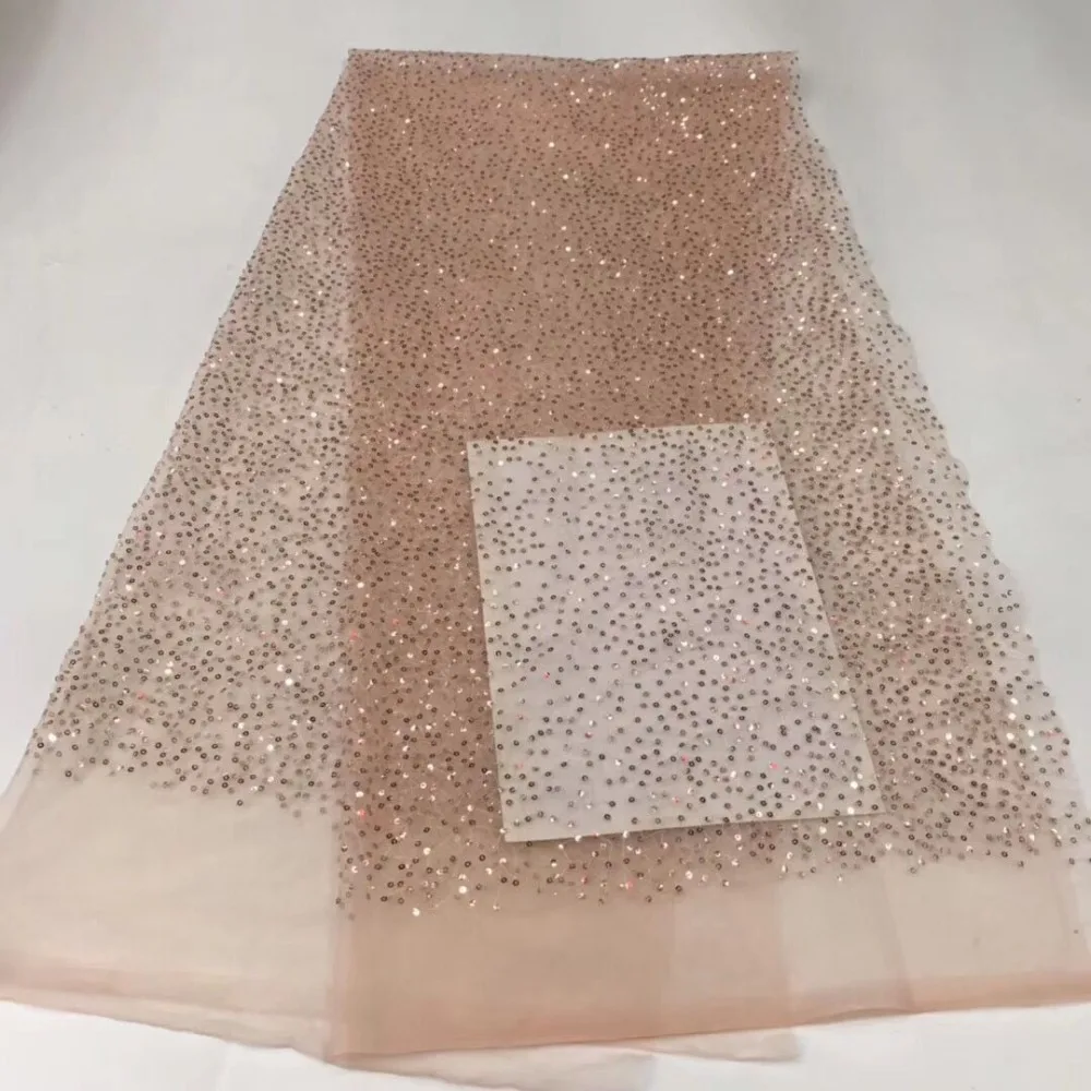 

2019 high quality sequence French Nigerian sequins net lace,African tulle mesh sequence lace fabric for dress 5yards/lot YYZ682