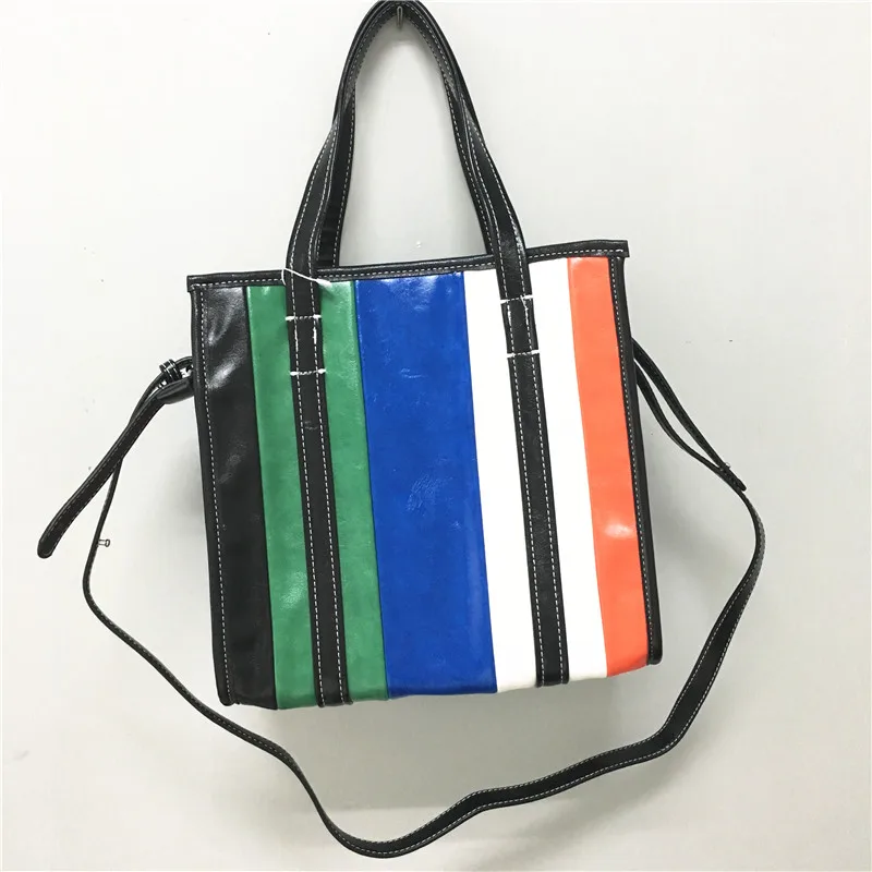 

2018 Hot Sale Limited Cell Phone Pocket Spring Street Retro Large Soft Color Stripes And Runway Oil Wax Shoulder Bag Handbag