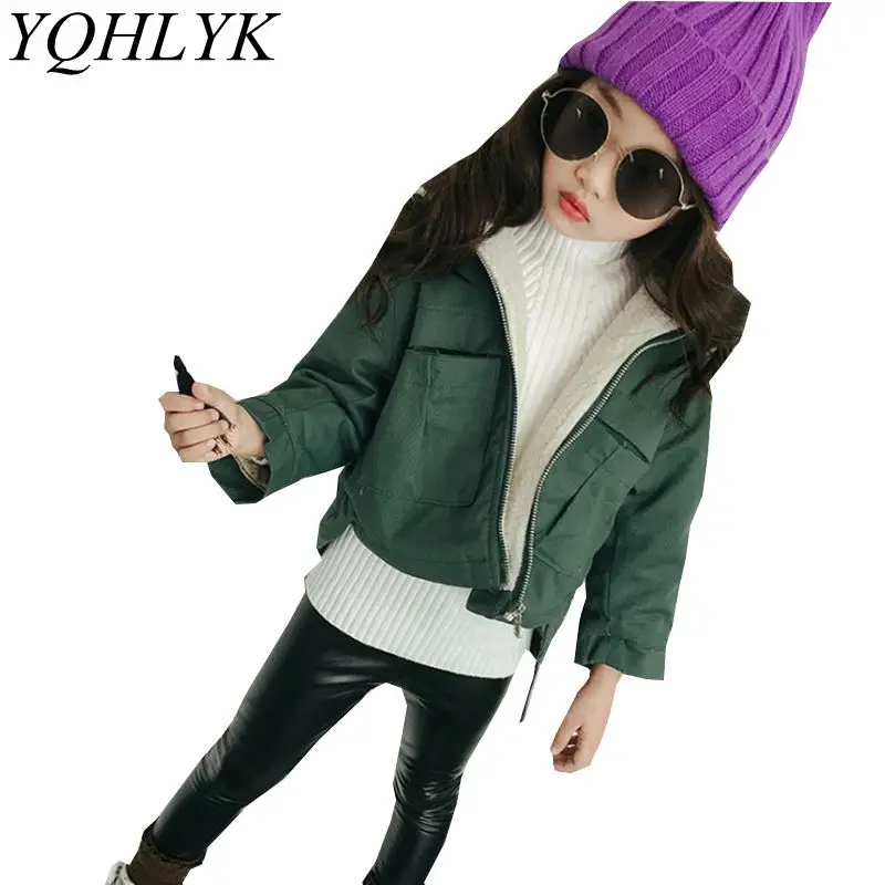 

New Fashion Autumn Winter Cotton Baby Girls Coat 2018 Korean Children Zipper Hooded Cute Jacket Casual Warm Kids Clothes W187