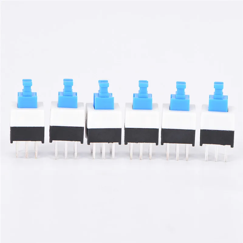 New 20PCS/Lot 7*7mm 6Pin Push Tactile Power Micro Switch Self lock On/Off button Latching switch Wholesale Electronic