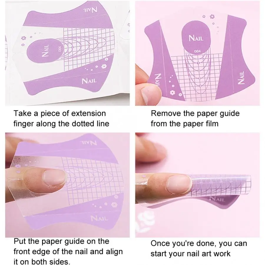 100pcs Nail Art Tip Extension Guide UV Gel Self-Adhesive Sticker Manicure Tools n