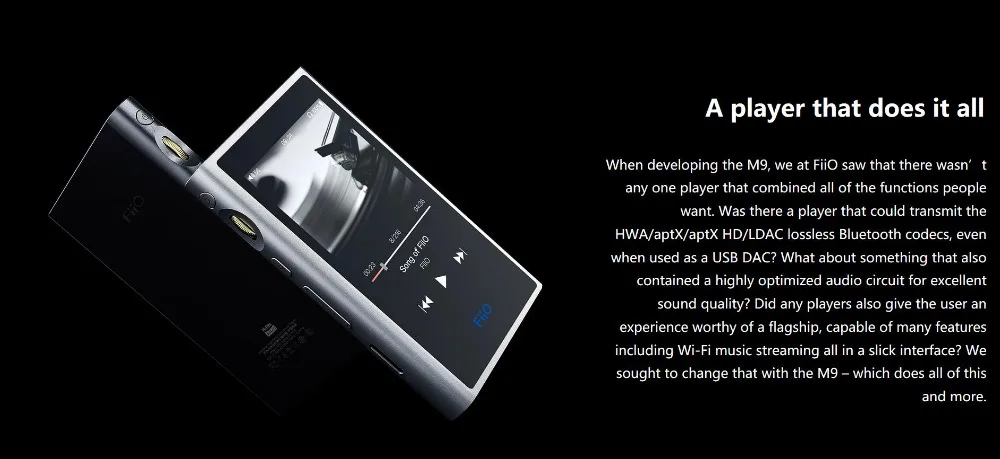 FiiO M9 Portable High-Resolution Audio Player AK4490EN*2 Support WIFI Bluetooth DSD128 USB Audio  DAC SPDIF output