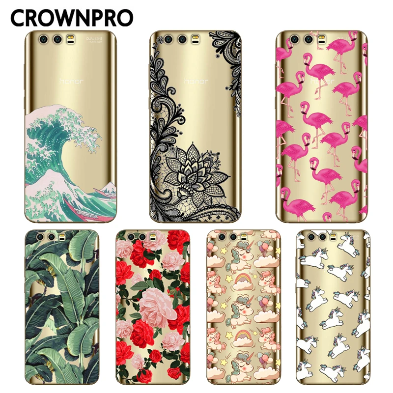 

CROWNPRO Soft TPU FOR Funda Huawei Honor 9 Case Cover Painted Silicone Honor 9 Cases Phone Back FOR Coque Huawei Honor 9 Bumper