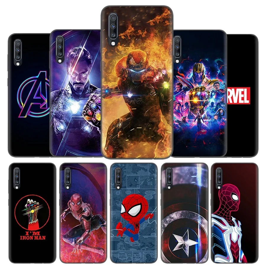 

Silicone Case Cover For Samsung Galaxy A50 A80 A70 A40 A30 A20 A20e A10 A8 A7 A6 Plus 2018 Note 10 9 8 Avengers Marvel Iron Man