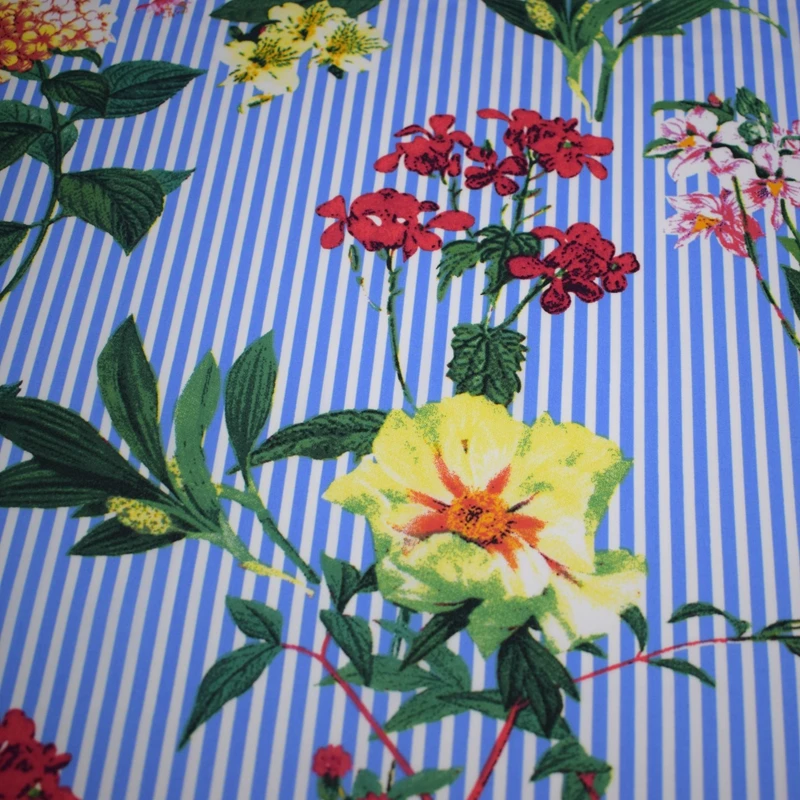 

Fashion Width 140cm blue stripe print Reactive dyeing pure cotton fabric for dress shirt patchwork telas tissu tissus au metre