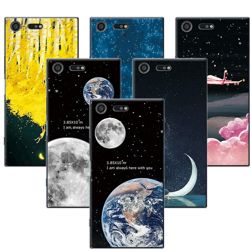 

FOR Sony Xperia XZ Premium Couple Phone Case Space Stars Back Cover For Sony XZ Premium 5.5" XZ Premium Soft Tpu Silicone Case